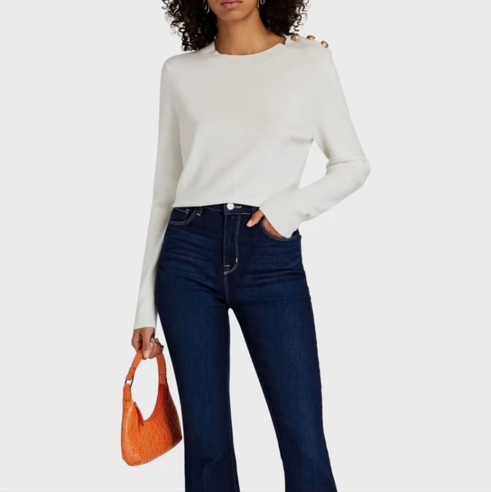 L'AGENCE Erica Pullover Sweater in Ivory Size M - Picture 10 of 10